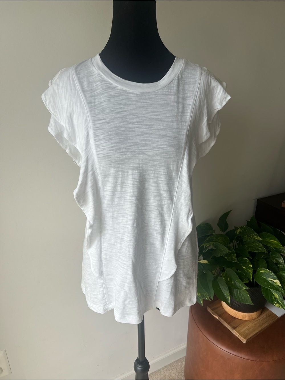 White House Black Market White Flutter Sleeve Tee